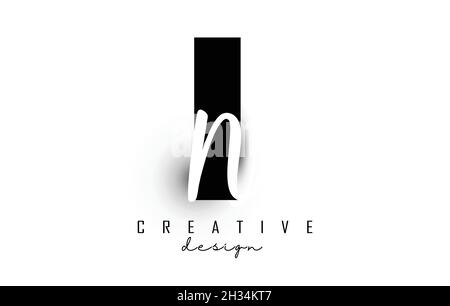 Buchstaben IM Logo mit minimalistischem Design. Buchstaben I und N mit geometrischer und handschriftlicher Typografie. Kreative Vektor-Illustration mit Buchstaben. Stock Vektor