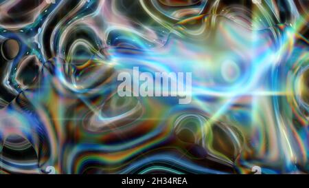 Abstrakter, schillernder, holographischer flüssiger Hintergrund. Stockfoto