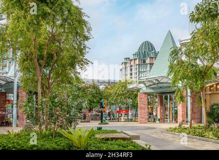 Merlion Plaza Einkaufszentrum auf Sentosa Island, Singapur Stockfoto