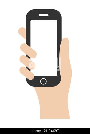 HAND HÄLT EIN HANDY, UM WERBUNG ZU MACHEN Stock Vektor