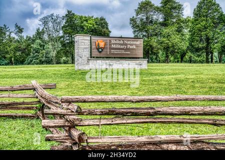 Der Eingang zum Shiloh National Military Park in Tennessee. Stockfoto