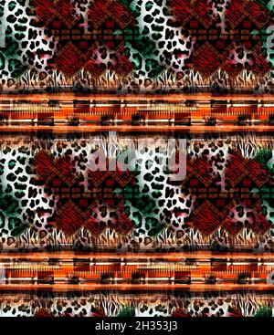 Nahtloses Stoffmuster, farbenfrohe Designs, Kleidmuster, Nahtloses Modedruckmuster, Textilkleid-Designs, Kissenmuster Stockfoto