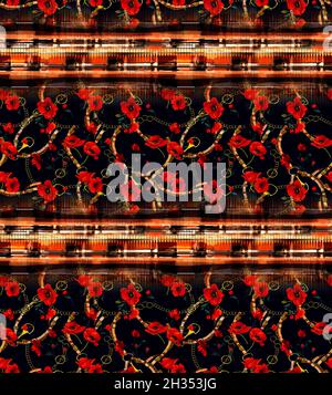 Nahtloses Stoffmuster, farbenfrohe Designs, Kleidmuster, Nahtloses Modedruckmuster, Textilkleid-Designs, Kissenmuster Stockfoto