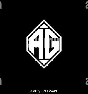 AG Monogram Logo Buchstaben mit Gemoteric Linie abgerundeten Form Stil Design auf isoliertem Hintergrund, geschilderter Buchstabe Monogramm Stock Vektor