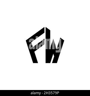 FW Monogram Logo-Buchstabe mit polygonalem geometrischen Formstil-Design isoliert auf weißem Hintergrund. Stern polygonal, Schild Stern geometrisch. Stock Vektor