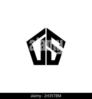 DS Monogram Logo Brief mit polygonalem geometrischen Formstil Design isoliert auf weißem Hintergrund. Stern polygonal, Schild Stern geometrisch. Stock Vektor