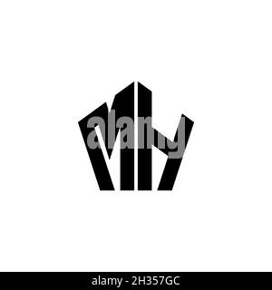 MH Monogram Logo mit polygonalem Design im geometrischen Formstil, isoliert auf weißem Hintergrund. Stern polygonal, Schild Stern geometrisch. Stock Vektor