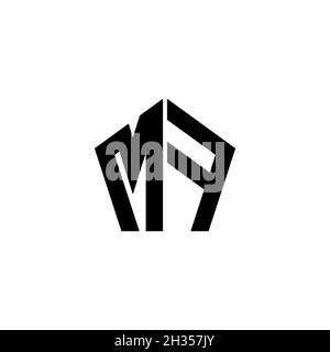 MF Monogram-Logo mit polygonalem Design im geometrischen Formstil, isoliert auf weißem Hintergrund. Stern polygonal, Schild Stern geometrisch. Stock Vektor