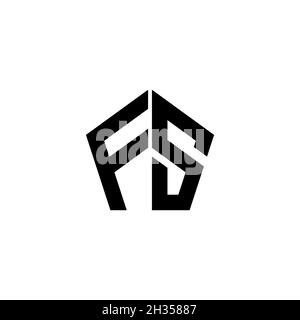 FS Monogram-Logo mit polygonalem Design im geometrischen Formstil, isoliert auf weißem Hintergrund. Stern polygonal, Schild Stern geometrisch. Stock Vektor