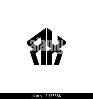 RX Monogram-Logo mit polygonalem Design im geometrischen Formstil, isoliert auf weißem Hintergrund. Stern polygonal, Schild Stern geometrisch. Stock Vektor