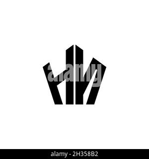 HN Monogram-Logo mit polygonalem Design im geometrischen Formstil, isoliert auf weißem Hintergrund. Stern polygonal, Schild Stern geometrisch. Stock Vektor
