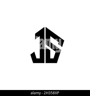 JS Monogram-Logo mit polygonalem Design im geometrischen Formstil, isoliert auf weißem Hintergrund. Stern polygonal, Schild Stern geometrisch. Stock Vektor