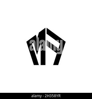 MF Monogram-Logo mit polygonalem Design im geometrischen Formstil, isoliert auf weißem Hintergrund. Stern polygonal, Schild Stern geometrisch. Stock Vektor