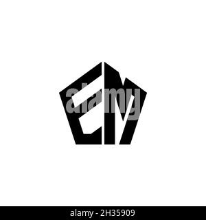 EM Monogram Logo mit polygonalem Design im geometrischen Formstil, isoliert auf weißem Hintergrund. Stern polygonal, Schild Stern geometrisch. Stock Vektor