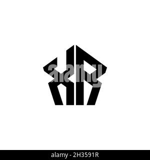 XR Monogram Logo mit polygonalem Design im geometrischen Formstil, isoliert auf weißem Hintergrund. Stern polygonal, Schild Stern geometrisch. Stock Vektor