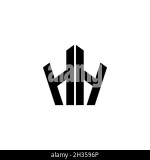 HH Monogram-Logo mit polygonalem Design im geometrischen Formstil, isoliert auf weißem Hintergrund. Stern polygonal, Schild Stern geometrisch. Stock Vektor