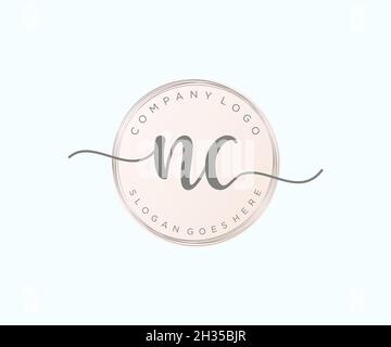 Feminines NC-Logo. Verwendbar für Natur, Salon, Spa, Kosmetik und Beauty Logos. Flaches Vektor-Logo-Design-Template-Element. Stock Vektor