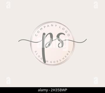 Feminines PS-Logo. Verwendbar für Natur, Salon, Spa, Kosmetik und Beauty Logos. Flaches Vektor-Logo-Design-Template-Element. Stock Vektor