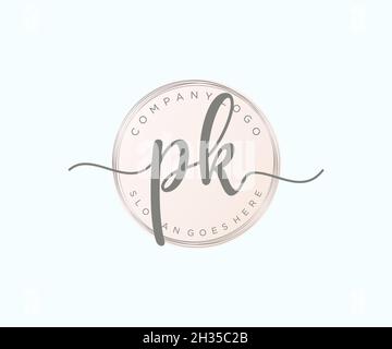 PK feminines Logo. Verwendbar für Natur, Salon, Spa, Kosmetik und Beauty Logos. Flaches Vektor-Logo-Design-Template-Element. Stock Vektor
