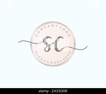 Feminines SC-Logo. Verwendbar für Natur, Salon, Spa, Kosmetik und Beauty Logos. Flaches Vektor-Logo-Design-Template-Element. Stock Vektor