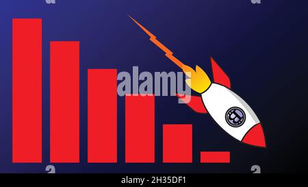 Der Fall von Bitcoin Vektor-Illustration. Diagramm verkleinern Stock Vektor