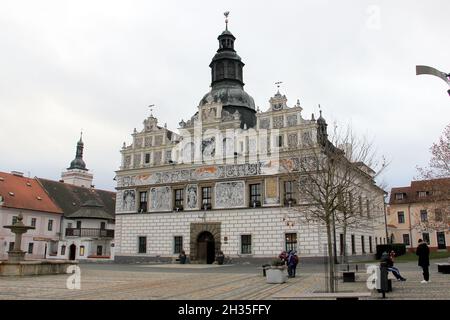 Renaissance-Rathaus in Stríbro, Tschechien Stockfoto