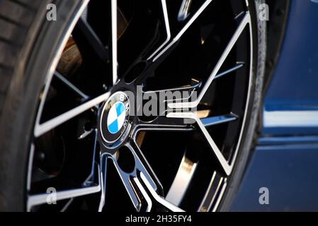 BMW E46 M3 mit neuen schönen Leichtmetallfelgen. Volos, Griechenland Stockfoto