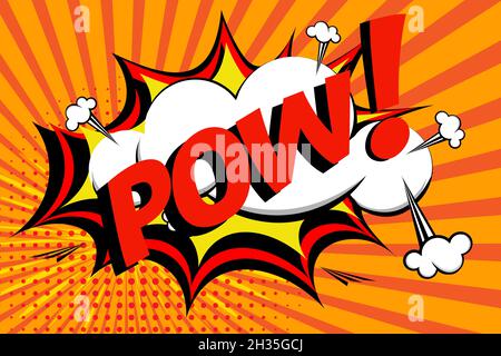 POW Comic Buch Explosion auf Halbton Hintergrund Vektor Illustration Stock Vektor