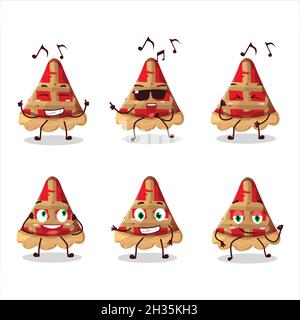 Ein Bild von Stück Apfelkuchen Tänzer Cartoon-Figur genießen die Musik. Vektorgrafik Stock Vektor