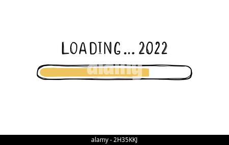 2022 Neujahrsspiegel-Doodle. Weihnachten bald, Jahresende Lastbalken-Konzept. Handgezeichnete Linienzeichnung. Isolierte Vektordarstellung. Stock Vektor
