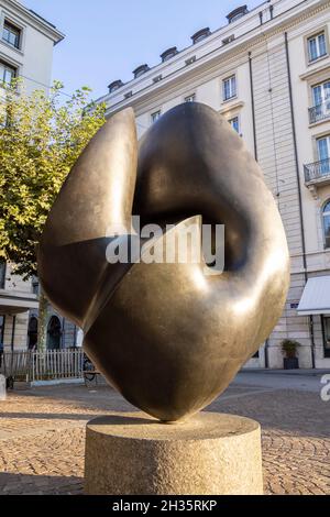 La Flamboyante, 1979 - 1980 (Schimmel); 1982 (Guss), Bronzeskulptur von Antoine Poncet, Place des Bergues, Genf, Schweiz Stockfoto