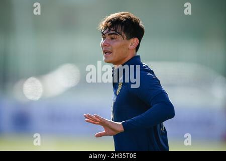 Ulaanbaatar, Mongolei. Oktober 2021. Jonathan Khemdee aus Thailand beim AFC U23 Asian Cup Usbekistan 2022 Gruppe J Qualifikationsrunde zwischen Thailand und der Mongolei im MFF-Stadion in Ulaanbaatar gesehen. (Endergebnis; Thailand 1:1 Mongolei) Credit: SOPA Images Limited/Alamy Live News Stockfoto