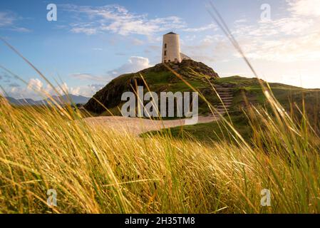 Abenddämmerung auf Llanddwyn Island, Anglesey Wales Großbritannien Stockfoto