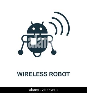 Symbol für den drahtlosen Roboter. Monochromes Schild aus der Sammlung von Internet-Technologien. Creative Wireless Robot Symbol Illustration für Web-Design, Infografiken und Stock Vektor