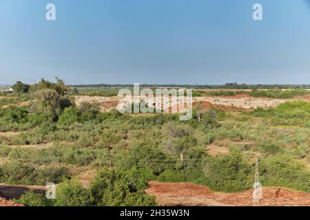 Mohenjo daro Ruinen schließen Indus Fluss in Larkana Bezirk, Sindh, Pakistan Stockfoto