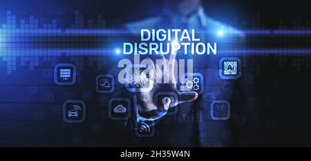 Digitale Disruption Transformation Digitalisierung Innovation Technologie Geschäftskonzept. Stockfoto