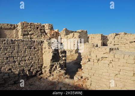 Mohenjo daro Ruinen schließen Indus Fluss in Larkana Bezirk, Sindh, Pakistan Stockfoto