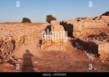 Mohenjo daro Ruinen schließen Indus Fluss in Larkana Bezirk, Sindh, Pakistan Stockfoto