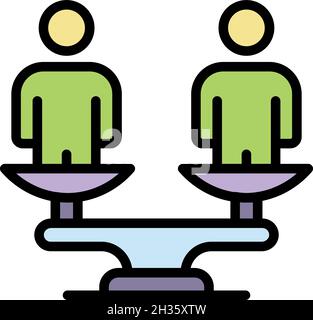 Kein Symbol für das Rassismus-Gleichgewicht. Umriss kein Rassismus Balance Vektor Symbol Farbe flach isoliert Stock Vektor