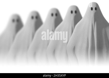 Halloween. Geist. Typisches Ghost Sheet. Mystery, Fear, Fantasy-Bild geeignet für Herbstfest im Oktober - 3D-Illustration Stockfoto