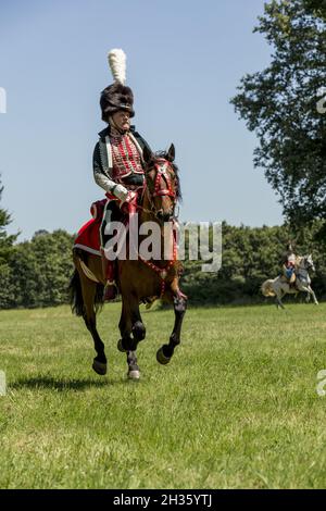 Erstes Reich Napoleon Bonaparte Nachstellung Schloss Plessis-Bourré Frankreich Stockfoto