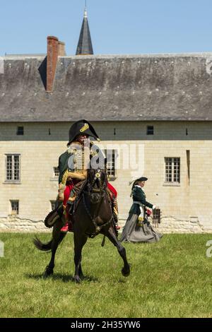 Erstes Reich Napoleon Bonaparte Nachstellung Schloss Plessis-Bourré Frankreich Stockfoto