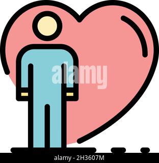 Symbol für den sozialen Service der Herzpflege. Umriss Herzpflege Social Service Vektor Symbol Farbe flach isoliert Stock Vektor