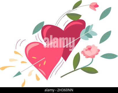 Valentinstag Grußkarte, Herzen und Rosen Stock Vektor