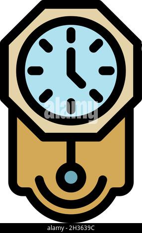 Pendeluhr-Symbol. Kontur Pendeluhr Vektor Symbol Farbe flach isoliert Stock Vektor