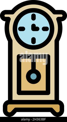 Symbol für Stundenpendeluhr. Kontur Stundenpendel Uhr Vektor Symbol Farbe flach isoliert Stock Vektor