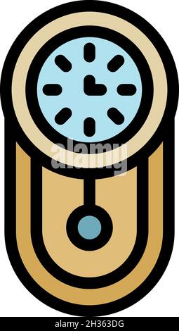 Symbol für Metronom-Pendeluhr. Kontur Metronom Pendel Uhr Vektor Symbol Farbe flach isoliert Stock Vektor