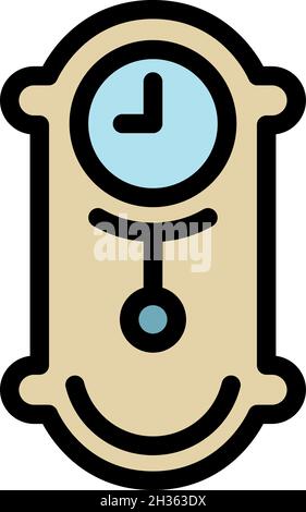 Symbol Pendeluhr ausgleichen. Kontur Balance Pendel Uhr Vektor Symbol Farbe flach isoliert Stock Vektor