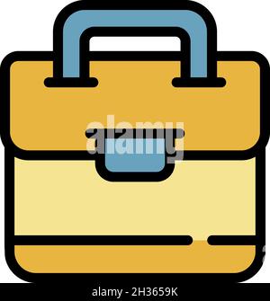 Symbol für Business-Tasche aus Leder. Umriss Leder Business Tasche Vektor Symbol Farbe flach isoliert Stock Vektor