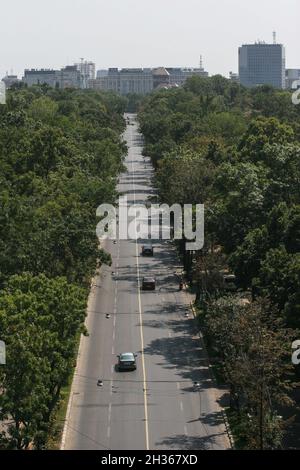 Bukarest, Rumänien, 23. August 2009: Streetview in Bukarest. Stockfoto